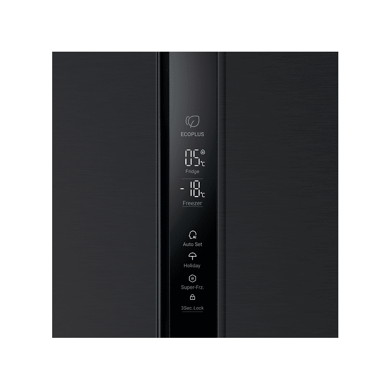 HAIER HSR3918ENPB Kühl-Gefrierkombination Side by Side (317 kWh/Jahr, E, 177,5 cm hoch, Schwarz)