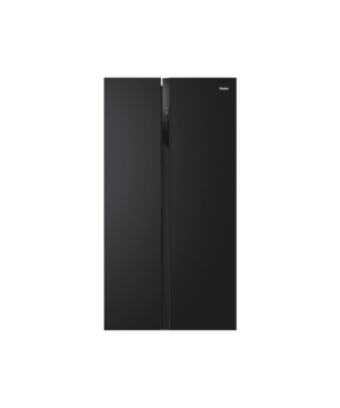 HAIER HSR3918ENPB Kühl-Gefrierkombination Side by Side (317 kWh/Jahr, E, 177,5 cm hoch, Schwarz)