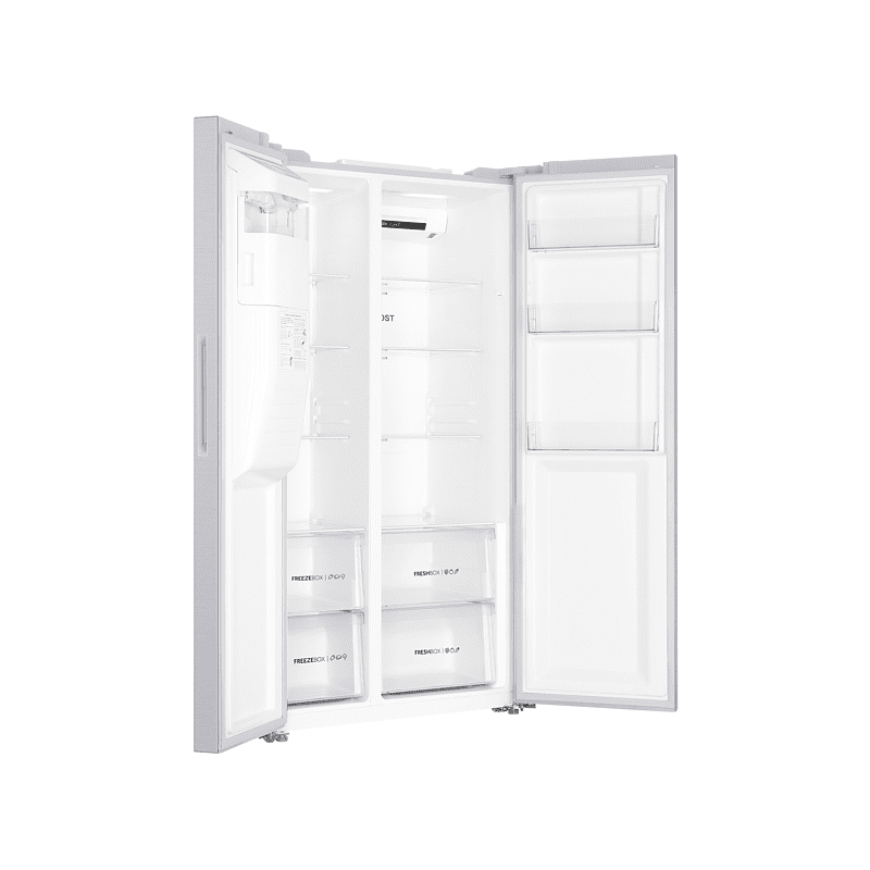 HAIER HSR3918FIPW Kühl-Gefrierkombination Side-by-Side (393 kWh/Jahr, F, 177,5 cm hoch, Weiß)