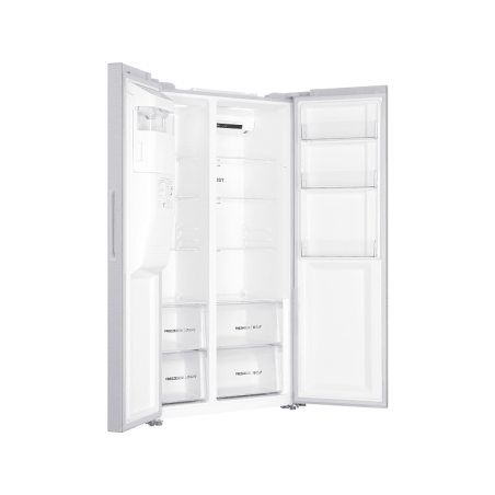 HAIER HSR3918FIPW Kühl-Gefrierkombination Side-by-Side (393 kWh/Jahr, F, 177,5 cm hoch, Weiß)