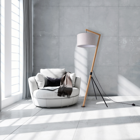 PACO HOME GALLOW Stoff-Design Stehleuchte, Farbe (laut Hersteller): Bambus