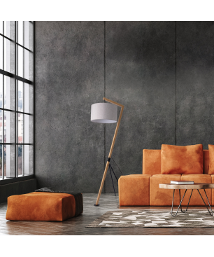 PACO HOME GALLOW Stoff-Design Stehleuchte, Farbe (laut Hersteller): Bambus