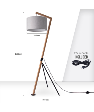 PACO HOME GALLOW Stoff-Design Stehleuchte, Farbe (laut Hersteller): Bambus