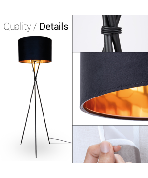 PACO HOME KATE Uni-Design Stehleuchte, Farbe (laut Hersteller): Schwarz