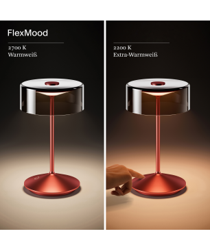 SIGOR Akku-Glasleuchte NUMOTION Tischlampe warmweiss kirschrot