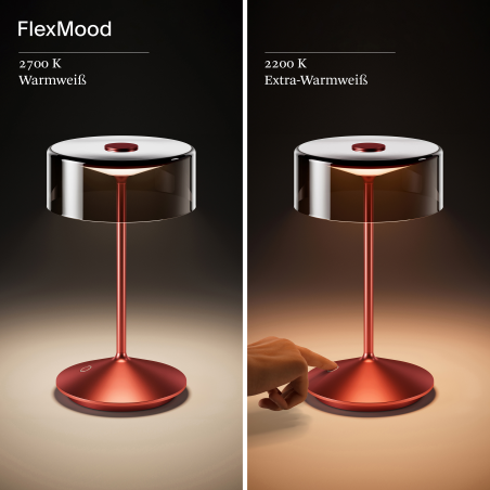 SIGOR Akku-Glasleuchte NUMOTION Tischlampe warmweiss kirschrot