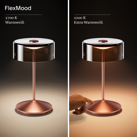 SIGOR Akku-Glasleuchte NUMOTION Tischlampe warmweiss rosegold