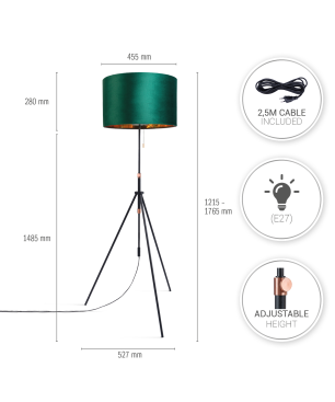 PACO HOME NAOMI Uni-Design Stehleuchte, geeignet für LED-Lampe	Ja