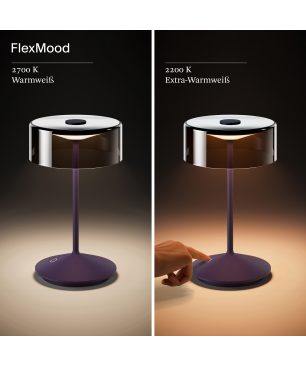 SIGOR Akku-Glasleuchte NUMOTION Tischlampe warmweiss pflaumenblau