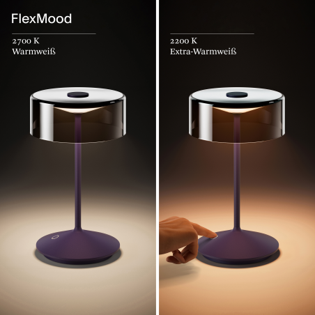 SIGOR Akku-Glasleuchte NUMOTION Tischlampe warmweiss pflaumenblau