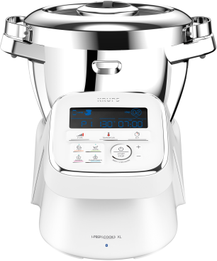 KRUPS HP60A1 i-Prep&Cook XL Küchenmaschine mit Kochfunktion Weiß/Edelstahl (Rührschüsselkapazität: 3 Liter, 1550 Watt)