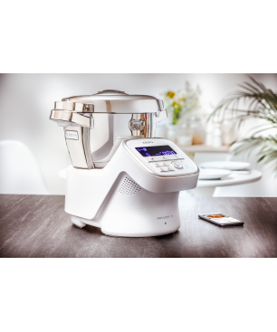 KRUPS HP60A1 i-Prep&Cook XL Küchenmaschine mit Kochfunktion Weiß/Edelstahl (Rührschüsselkapazität: 3 Liter, 1550 Watt)
