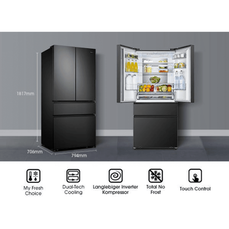HISENSE RF540N4SBF2 French Door (E, 1817 mm hoch, Schwarz)