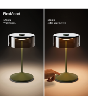 SIGOR Akku-Glasleuchte NUMOTION Tischlampe warmweiss tannengrün