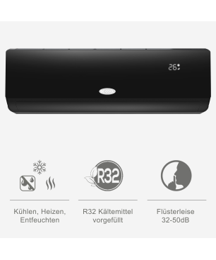 BECOOL BCB12SK2101QW inkl. Vollinstallation Split Klimagerät Schwarz/Weiß Energieeffizienzklasse: A++, Max. Raumgröße: 105 m³