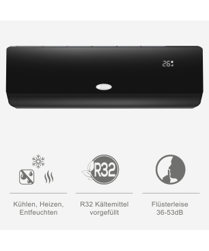 BECOOL BCB18SK2101QW inkl. Vollinstallation Split Klimagerät Schwarz/Weiß Energieeffizienzklasse: A++, Max. Raumgröße: 160 m³