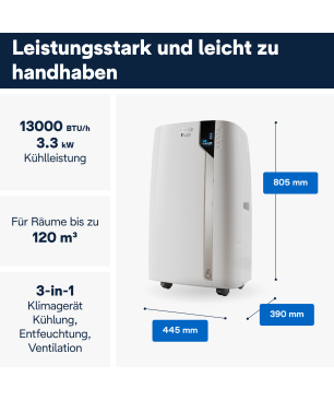 DELONGHI Pinguino PAC EX130 CST WiFi Klimagerät Weiß (Max. Raumgröße: 120 m³, EEK: A)