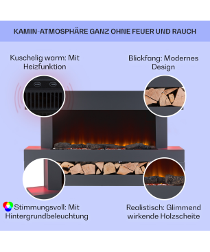 KLARSTEIN Studio Light & Fire Elektrischer Kamin (2000 Watt) Dunkelgrau