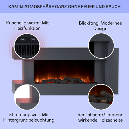 KLARSTEIN Studio Light & Fire Elektrischer Kamin (2000 Watt) Schwarz