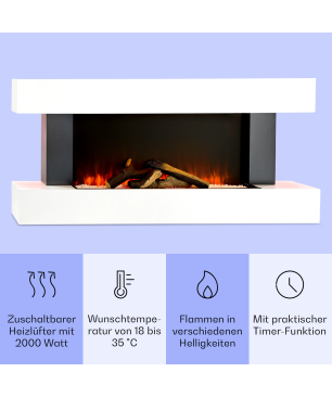 KLARSTEIN Studio Light & Fire Elektrischer Kamin (2000 Watt), Gewicht: ca. 24,5 kg