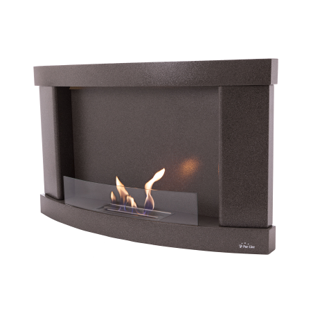 PURLINE Bioethanol-Wandkamin aus schwarzem Stahl mit gehärtetem Glas wandmontierter Biokamin (2000 Watt)