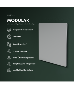 LINZTAL Modular Infrarotheizung (360 Watt, Raumgröße: 6 m²)