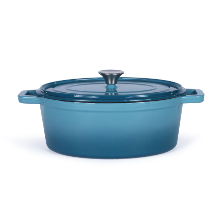 LIVOO Bräter oval Emaille Deckel Bratentopf Kochtopf 29cm MEP129B blau Bräterform