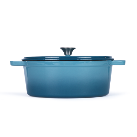 LIVOO Bräter oval Emaille Deckel Bratentopf Kochtopf 29cm MEP129B blau Bräterform