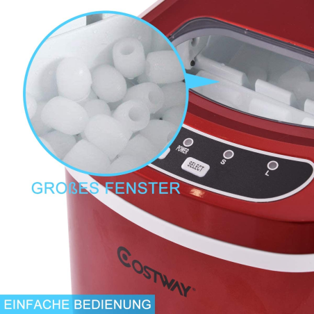 COSTWAY Eismaschine Eiswürfelbereiter (105 Watt, Rot)