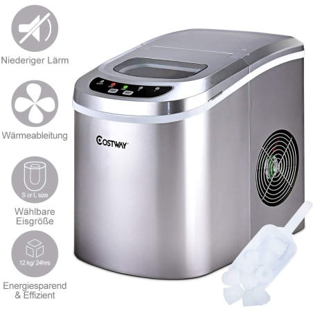 COSTWAY Eismaschine Eiswürfelbereiter (105 Watt, Silber)