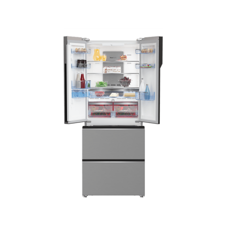 BEKO GNE490E30DZXPN French Door (F, 383 kWh, 1920 mm hoch, Edelstahl-Look)