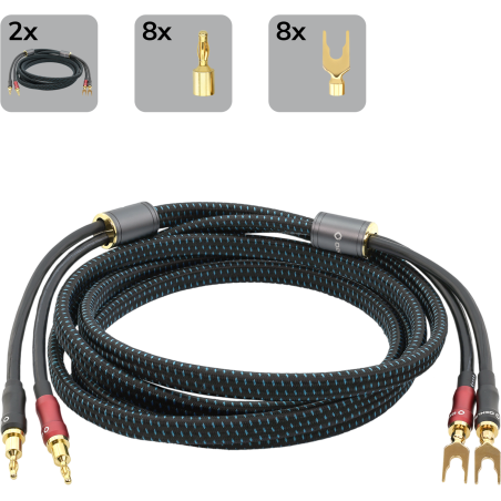 OEHLBACH Transform Dual-Plug, Exzellentes Set Banana/Kabelschuh, Lautsprecherkabel, 300 cm