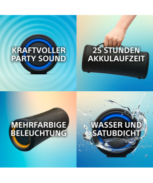 SONY SRS-XG 300 Bluetooth Lautsprecher, Schwarz, Wasserfest