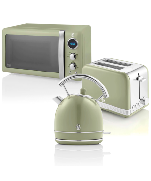 SWAN Retro STRP2070GNEU Set Toaster und Wasserkocher Grün (850 Watt, Schlitze: 2)