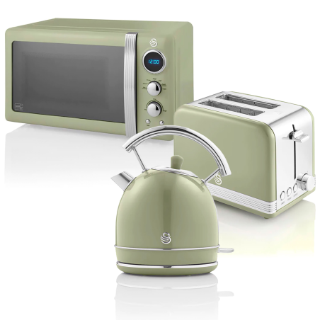 SWAN Retro STRP2070GNEU Set Toaster und Wasserkocher Grün (850 Watt, Schlitze: 2)