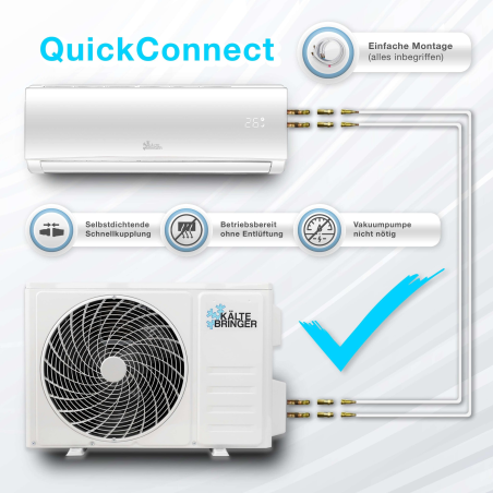KÄLTEBRINGER KB51 Quick Connect mit Wandhalterung Split Klimagerät weiß Energieeffizienzklasse: A++, Max. Raumgröße: 95 m²