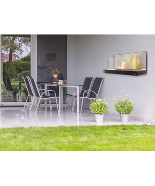 PURLINE Bioethanol-Wandkamin aus Weißstahl mit Einscheibensicherheitsglas wandmontierter Biokamin (2000 Watt)