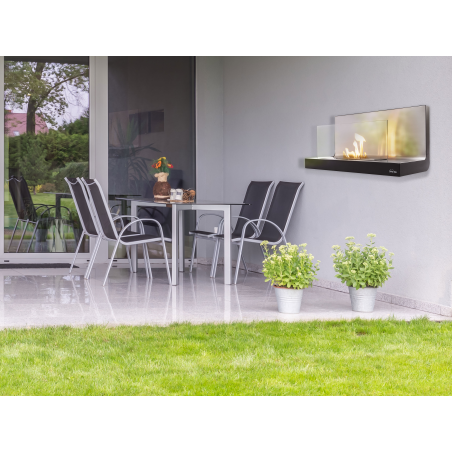 PURLINE Bioethanol-Wandkamin aus Weißstahl mit Einscheibensicherheitsglas wandmontierter Biokamin (2000 Watt)