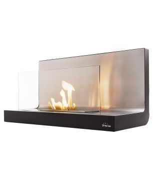 PURLINE Bioethanol-Wandkamin aus Weißstahl mit Einscheibensicherheitsglas wandmontierter Biokamin (2000 Watt)