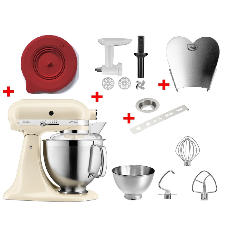 KITCHENAID 5KSM185PSEAC inkl.Edelstahlrührelmenten und 4 Zubehöre Küchenmaschine Creme (300 Watt) KITCHENAID 5KSM185PSEAC inkl.Edelstahlrührelmenten und 4 Zubehöre Küchenmaschine Creme (300 Watt)