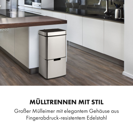 KLARSTEIN Touchless Mülleimer Silber
