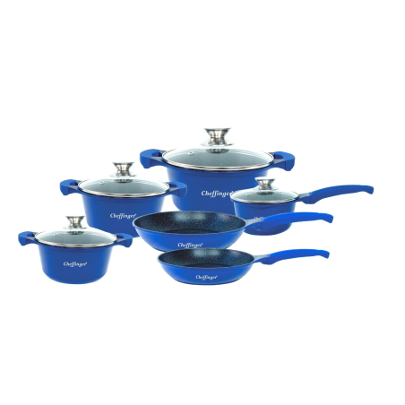 CHEFFINGER 10-Teilig Topf-Set Aluminium Blau