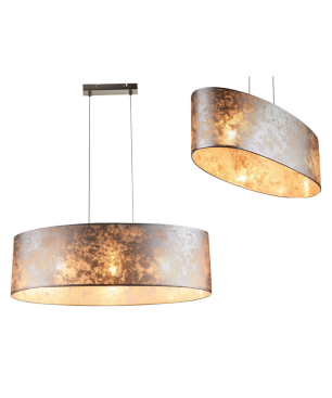 GLOBO AMY I Pendelleuchte Pendellampe elegant silber Textil 15188H2 Innenleuchte