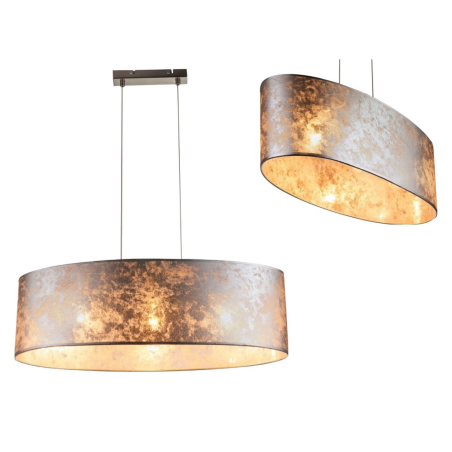 GLOBO AMY I Pendelleuchte Pendellampe elegant silber Textil 15188H2 Innenleuchte