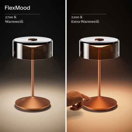 SIGOR Akku-Glasleuchte NUMOTION Tischlampe warmweiss bronzefarben