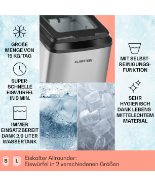 KLARSTEIN Partytime Eiswürfelmaschine (145 Watt, Silber)