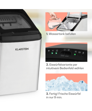 KLARSTEIN Partytime Eiswürfelmaschine (145 Watt, Silber)