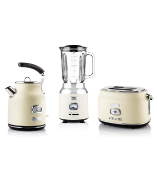 WESTINGHOUSE WES09 Wasserkocher Toaster Mixer Set cremeweiß (815 Watt, Schlitze: 2)