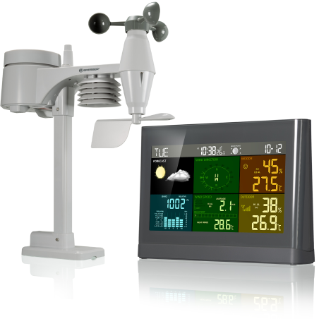 BRESSER 5-in-1 Comfort Wetter Center mit Farbdisplay Wetterstation