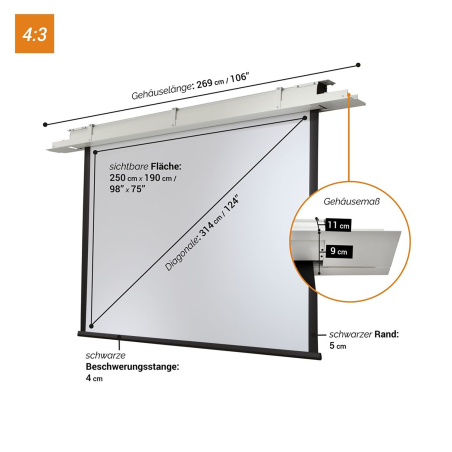 CELEXON Motor Expert Deckeneinbauleinwand, Bildbreite: 250 cm